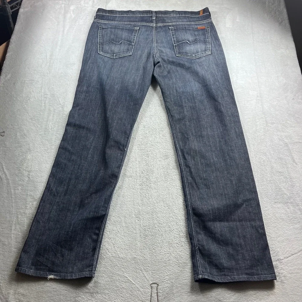 7 For All Mankind Standard Straight Leg Jeans Mens 38 Blue‎ T521408S Button Fly